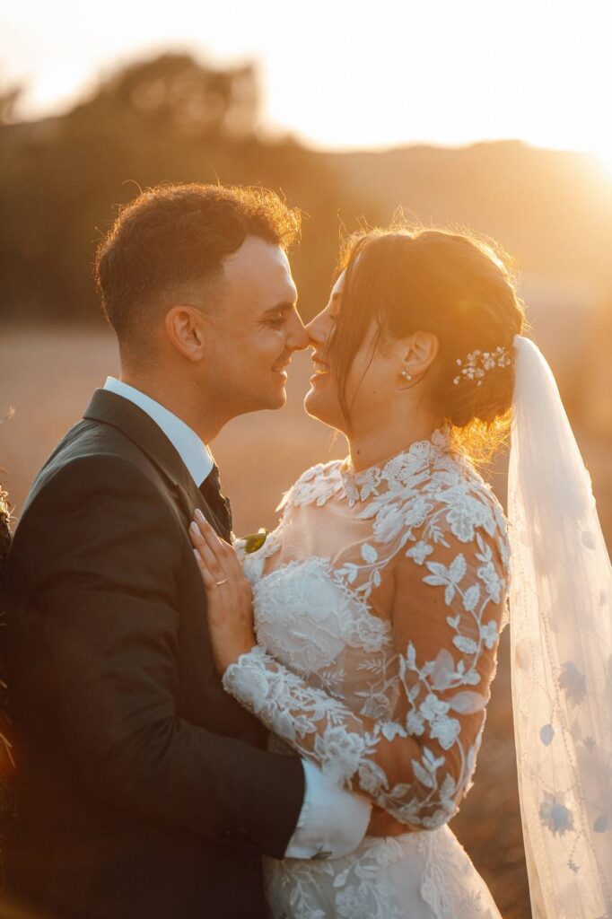 Fotografia di matrimonio al tramonto