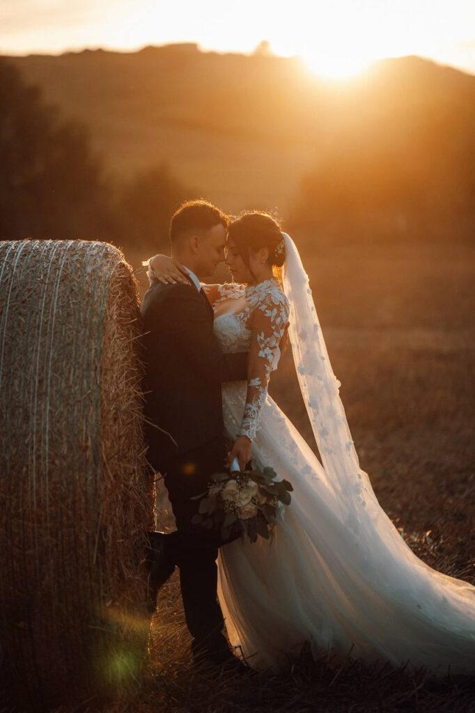 Shooting di matrimonio al tramonto